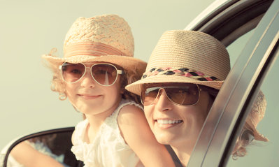 mother and child in a car